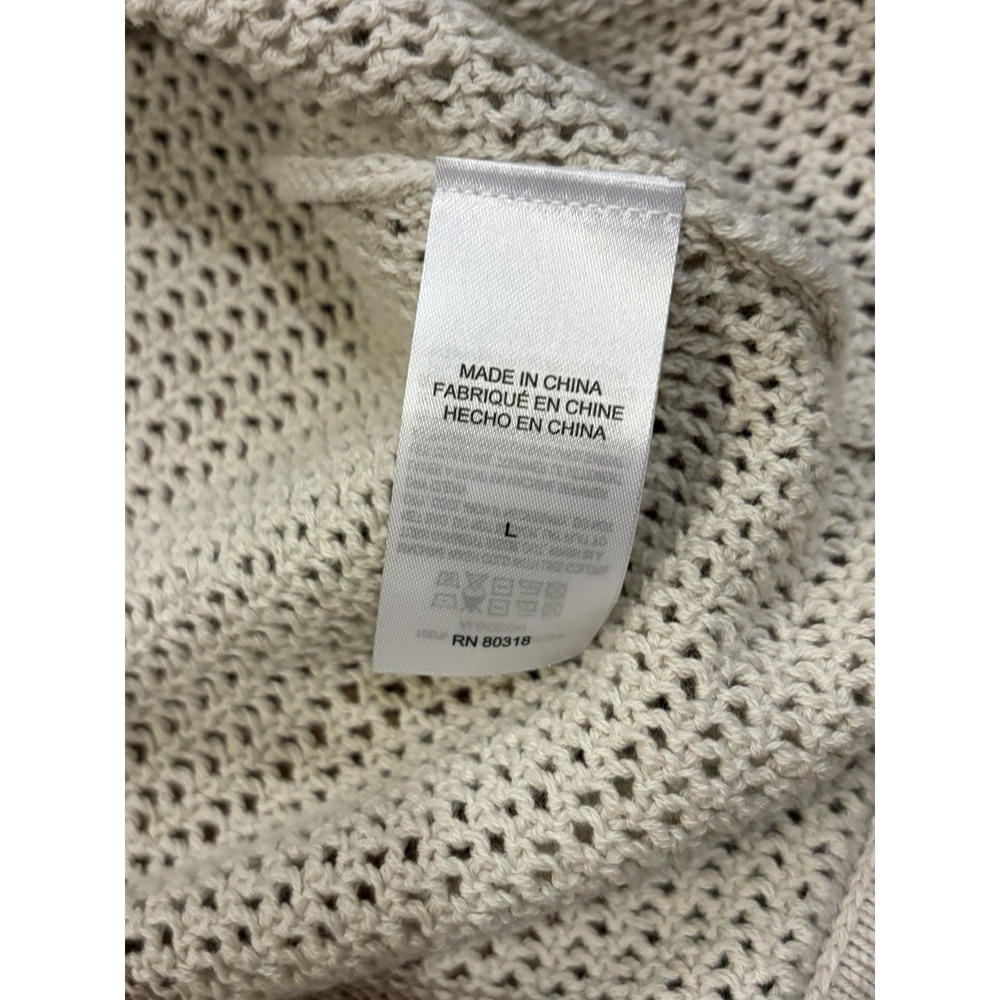 Lucky Brand Striped Crochet Cardigan Sweater Collared Button Short Sleeve Beach - Picture 8 of 16